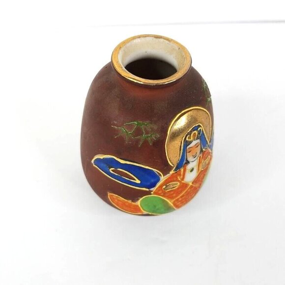 Satsuma Moriage Vase‎ Porcelain 3" Miniature Hand Painted Made in Japan Vintage - Picture 5 of 5